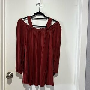 🛍️ LOFT Off-Shoulder Burgundy Blouse